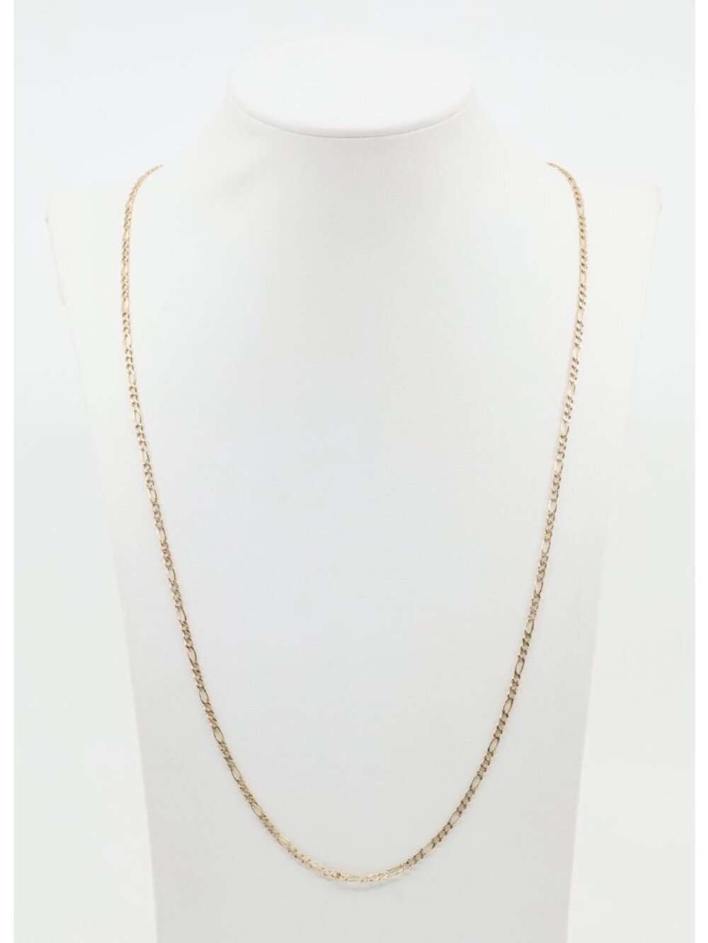 14K Two Tone Multi Color Gold Diamond Cut Figaro Link Chain Necklace - 25" L